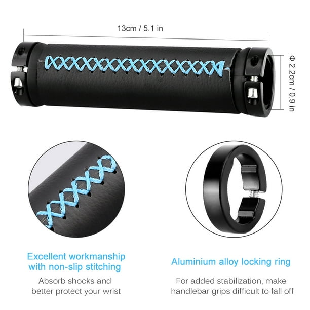 PU Leather Mountain Bike Bicycle Cycling Lockable Hand Sewing Handle Grips